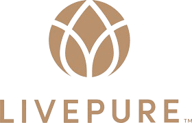 LivePure logo with gold tulip emblem